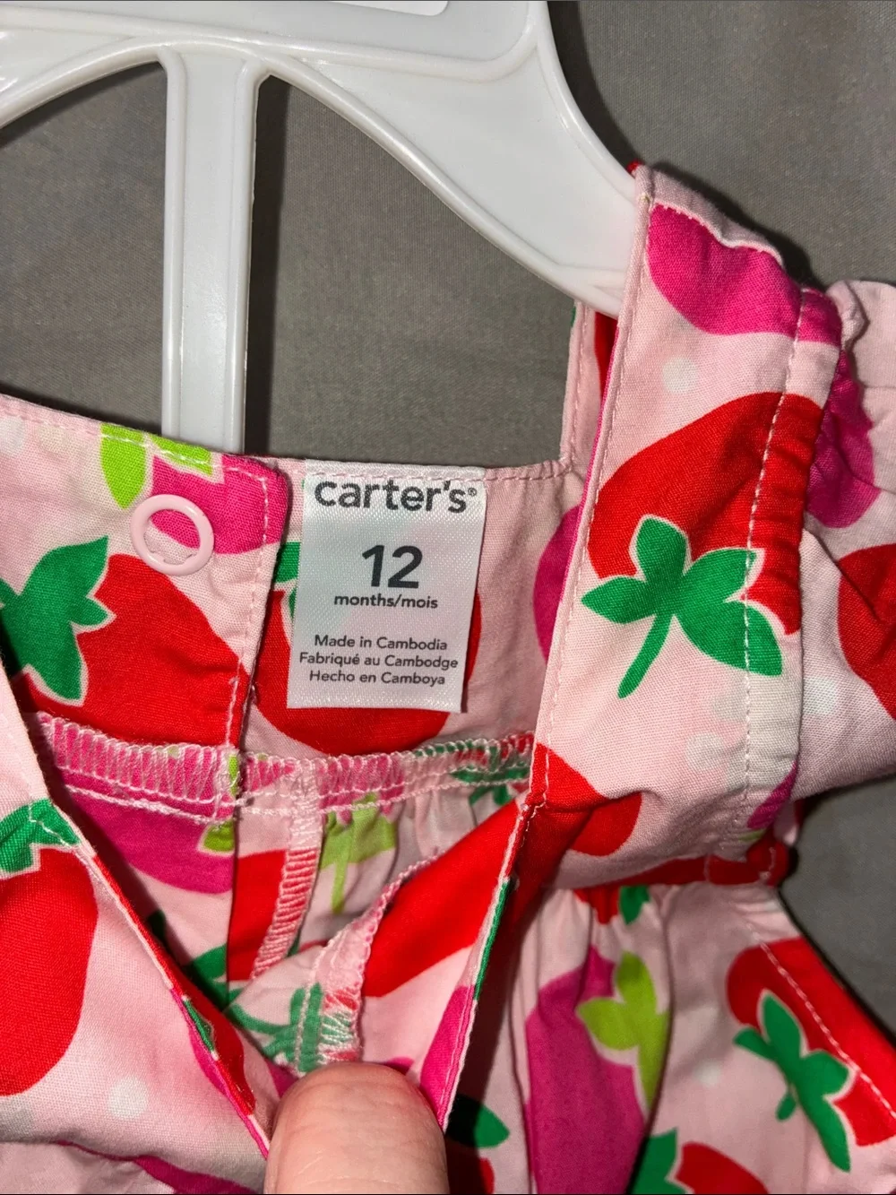 Carter's Pink & Red Strawberry Print Tunic with White Capri Leggings